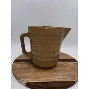 VTG Monmouth Pitcher Stoneware  Febus Dairy Worthington MN Promotional USA 1948